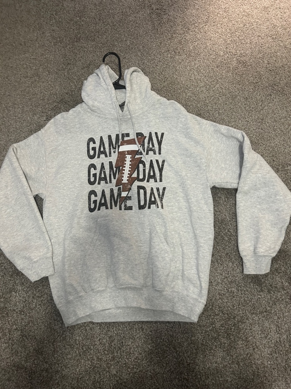 Game Day Hoodie with Football Graphic - Gray
